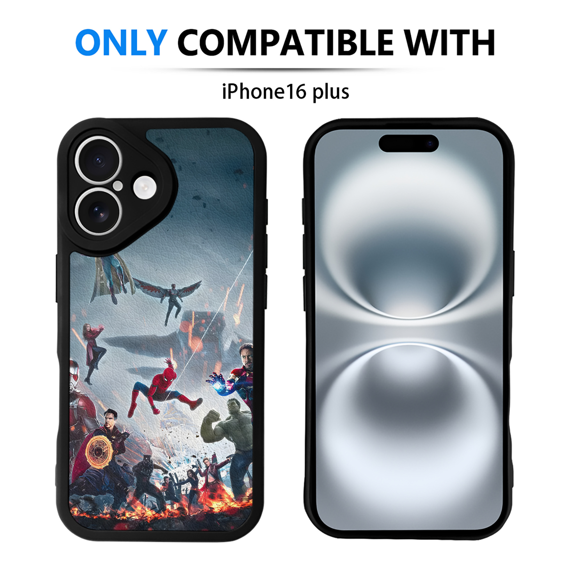 （画像用） アベンジャーズ The Avengers 【iPhone 16シリーズ対応】シリコンスマホケース（レザー調） 材質：シリコン